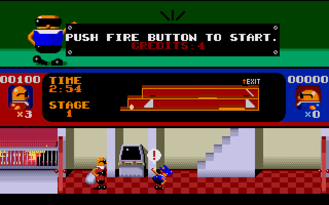 Bonanza Bros. (Amiga) screenshot: Stage 01: Bank