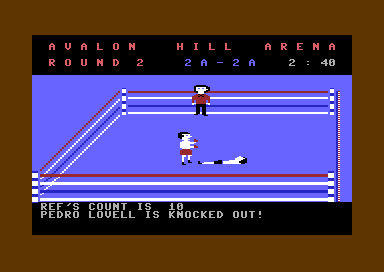Computer Title Bout (Commodore 64) screenshot: Knock out!