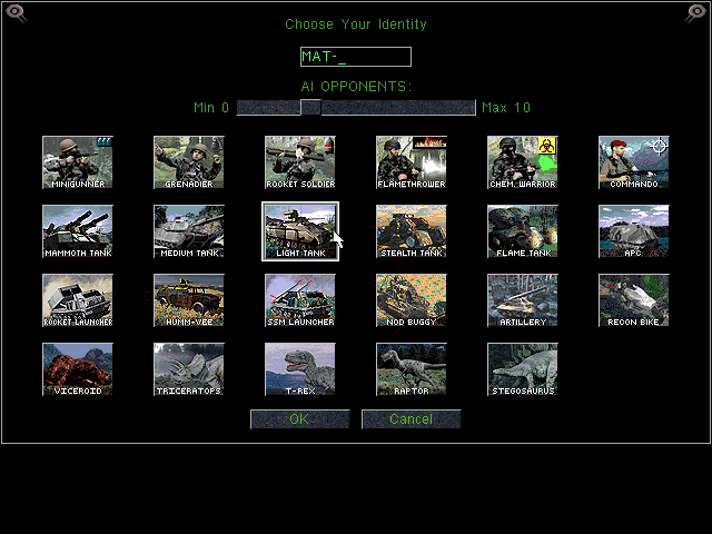 Command & Conquer: Sole Survivor (Windows) screenshot: These 23 units are at your disposal to command (only one of them per game, though).