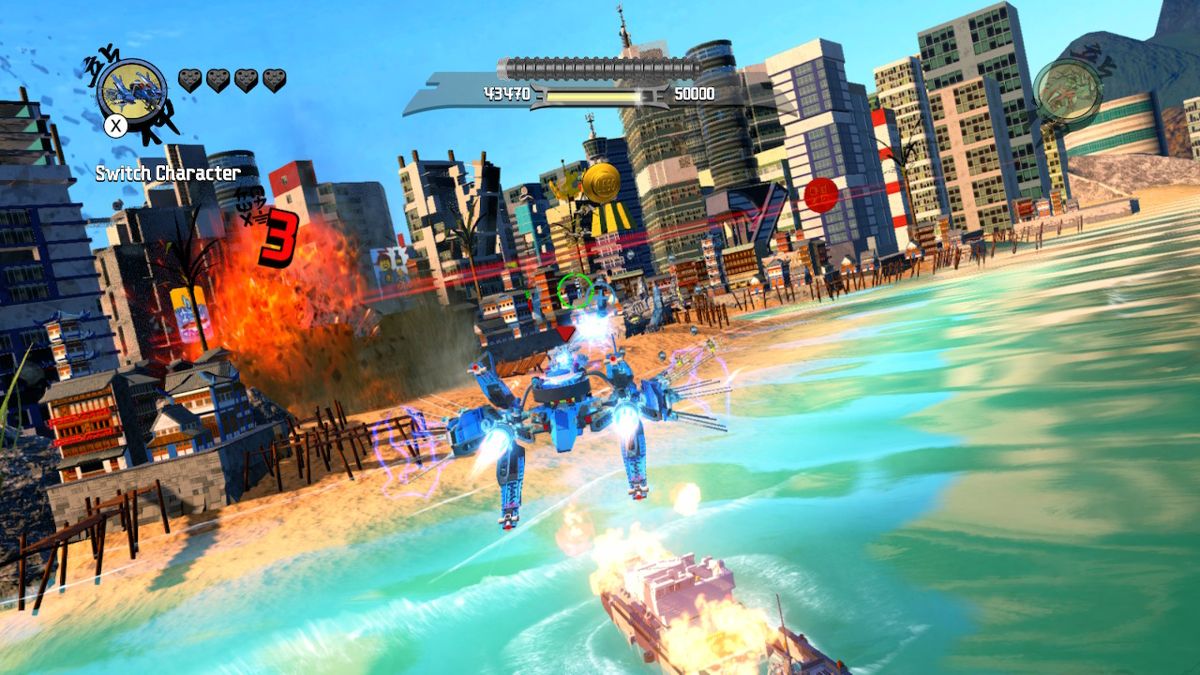 The LEGO Ninjago Movie Video Game (Nintendo Switch) screenshot: The game's first level, which is styled as a shooter.