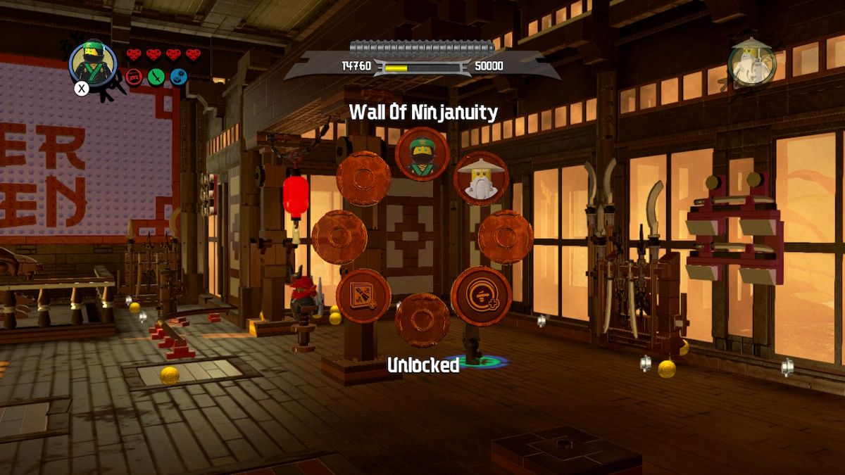 The LEGO Ninjago Movie Video Game (Nintendo Switch) screenshot: Unlocking the Wall of Ninjanuity.