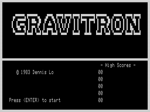 Gravitron (TRS-80) screenshot: Title Screen