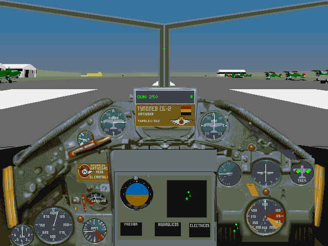 Les avions de la guerre d'Espagne (DOS) screenshot: In the cockpit of a Republican Tupolev SB-2.