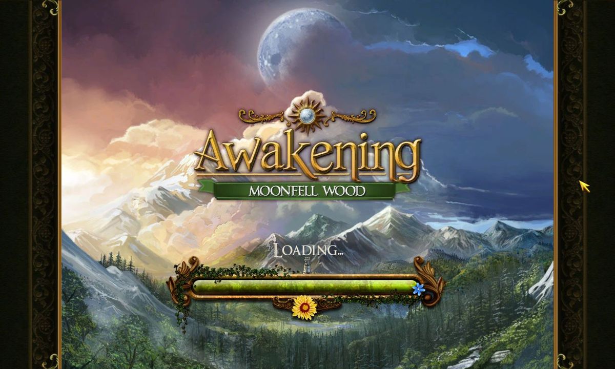 Awakening: Moonfell Wood (Windows) screenshot: The title screen. The first time the game is played there was a short delay while it loaded<br><br>Big Fish demo