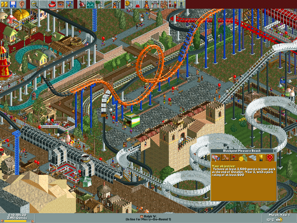 Screenshot of RollerCoaster Tycoon: Loopy Landscapes (Windows, 2000 ...