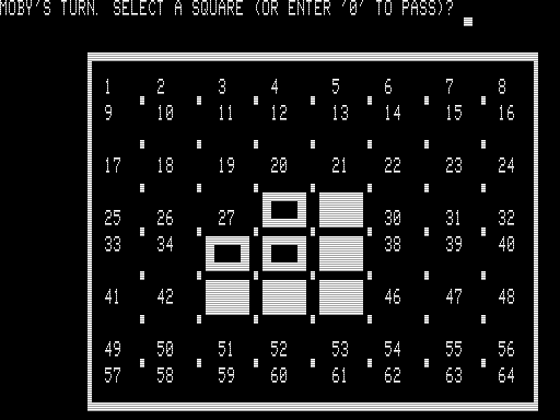 Reversi (TRS-80) screenshot: Playing Pieces