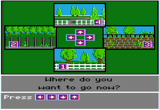 Animal Rescue (Apple II) screenshot: Exploring the Park