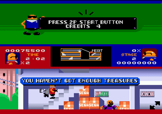 Bonanza Bros. (Genesis) screenshot: Trying to leave the building without the treasures, eh, Robo?