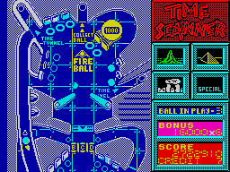 Time Scanner (ZX Spectrum) screenshot: Ruins table - Trying to drop a ball into the collect ball hole