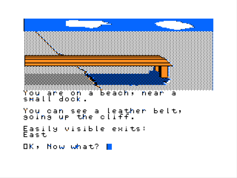 Blackbeard's Island (TRS-80 CoCo) screenshot: At the Docks