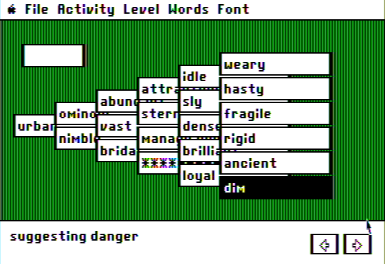 Word Attack Plus! (Apple II) screenshot: Word Match