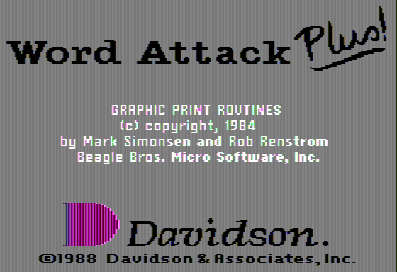 Word Attack Plus! (Apple II) screenshot: Title Screen