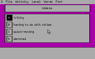 Word Attack Plus! (DOS) screenshot: Multiple Choice