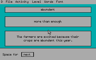 Word Attack Plus! (DOS) screenshot: Word Display