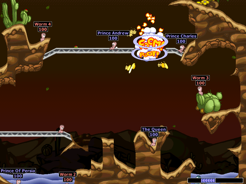 Worms: Armageddon (Windows) screenshot: Explosions are more cartoon-like now
