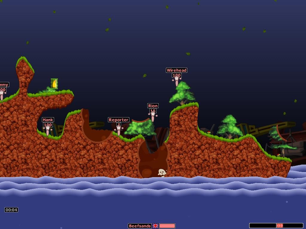 Worms: Armageddon (Windows) screenshot: Round victory. Below you can see the team name. See if you recognize all of these names.