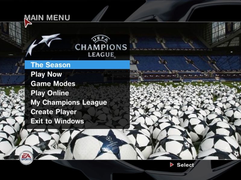 UEFA Champions League 2004-2005 (Windows) screenshot: Main menu