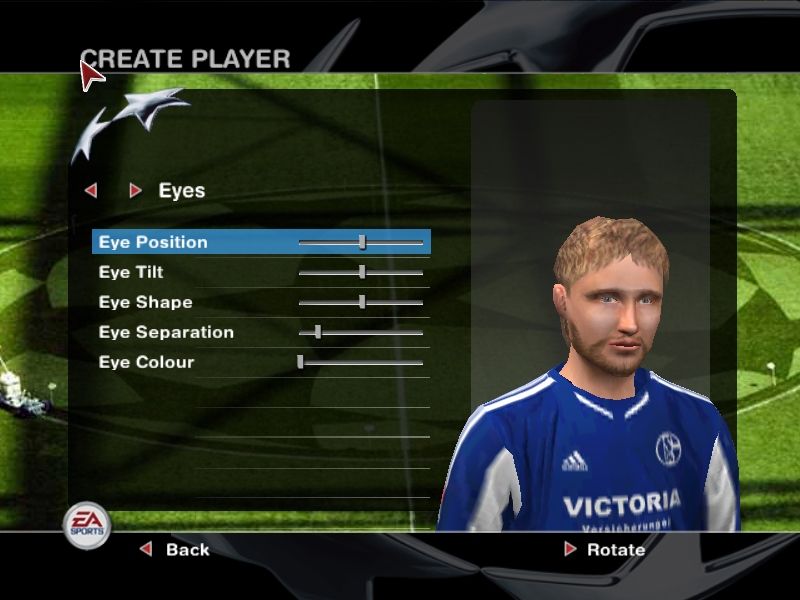 UEFA Champions League 2004-2005 (Windows) screenshot: Creating a player.
