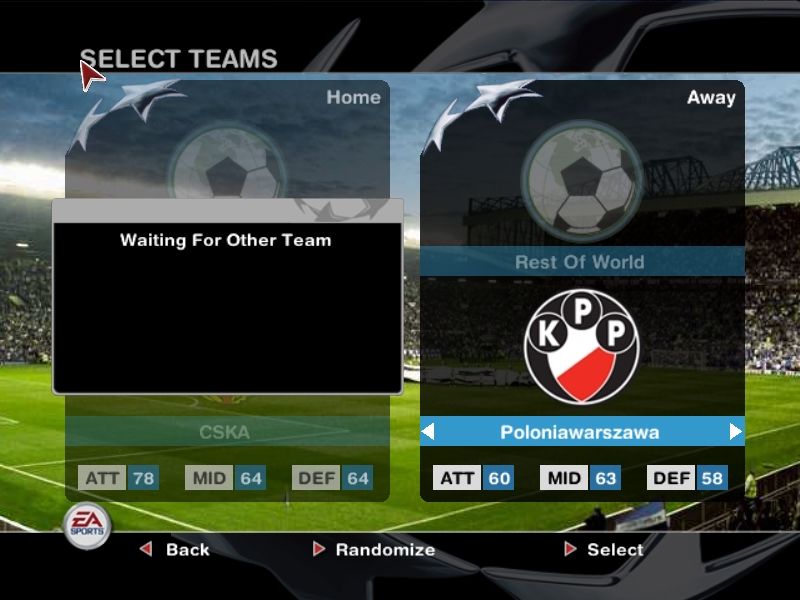 UEFA Champions League 2004-2005 (Windows) screenshot: Choosing teams for a friendly match.