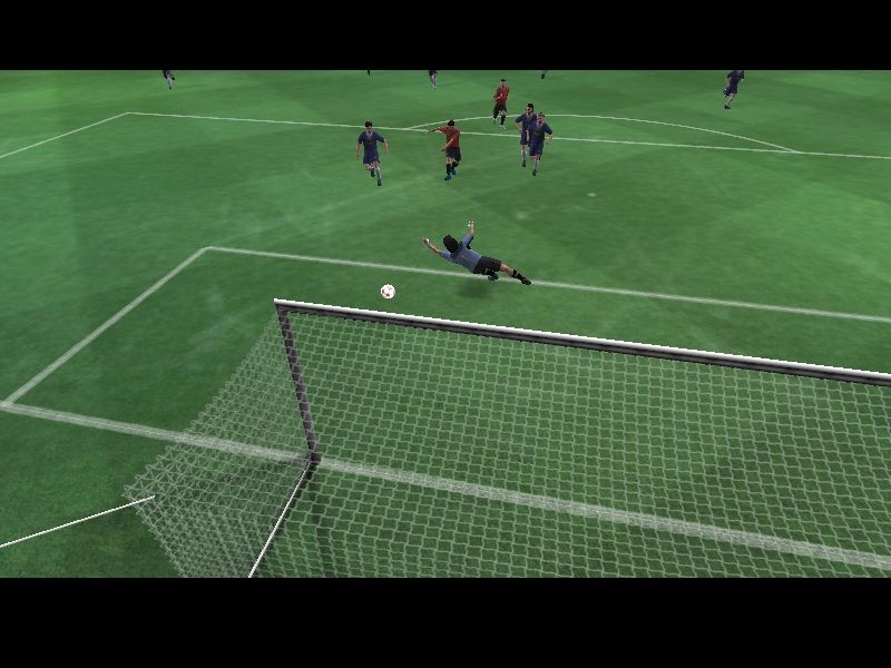 UEFA Champions League 2004-2005 (Windows) screenshot: The usual variety of replay angles follow the goal, and might be featured again later in the game.