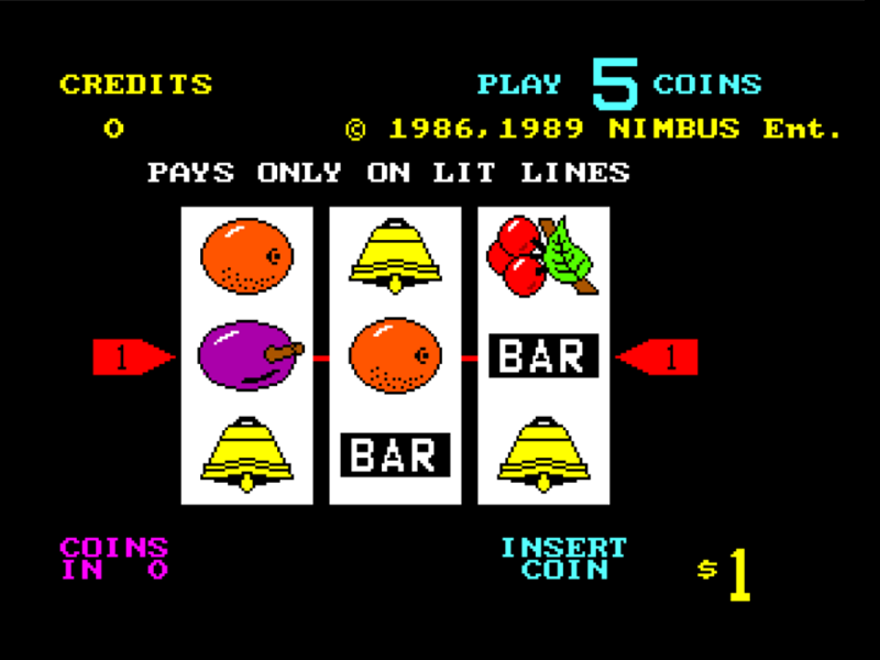 Slots & Cards (TRS-80 CoCo) screenshot: 3-Line Fruit