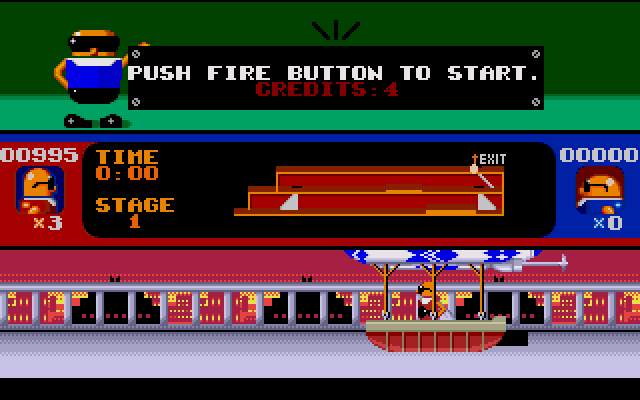 Bonanza Bros. (Amiga) screenshot: Leaving via blimp
