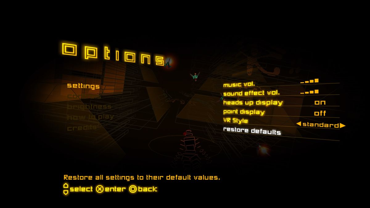 Rez Infinite (PlayStation 4) screenshot: Options
