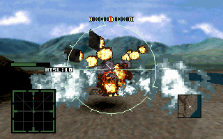 Thunderstrike 2 (DOS) screenshot: Destroying vehicles is easy with the Auto-lock option enabled