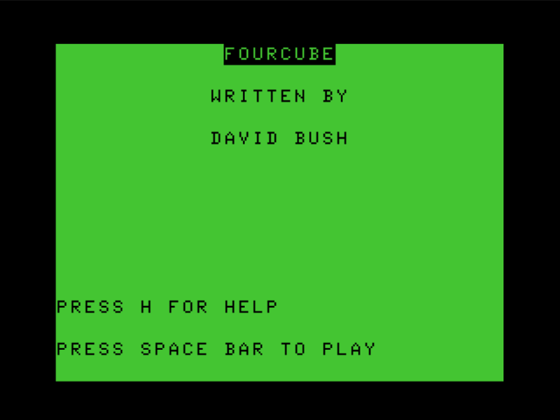 Fourcube (TRS-80 CoCo) screenshot: Title Screen