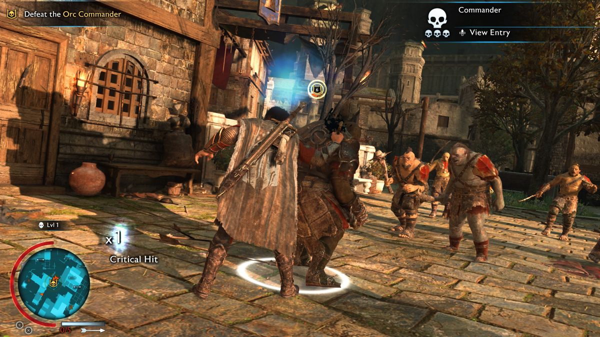 Middle-earth: Shadow of War (PlayStation 4) screenshot: Backstabbing one of the enemy captains