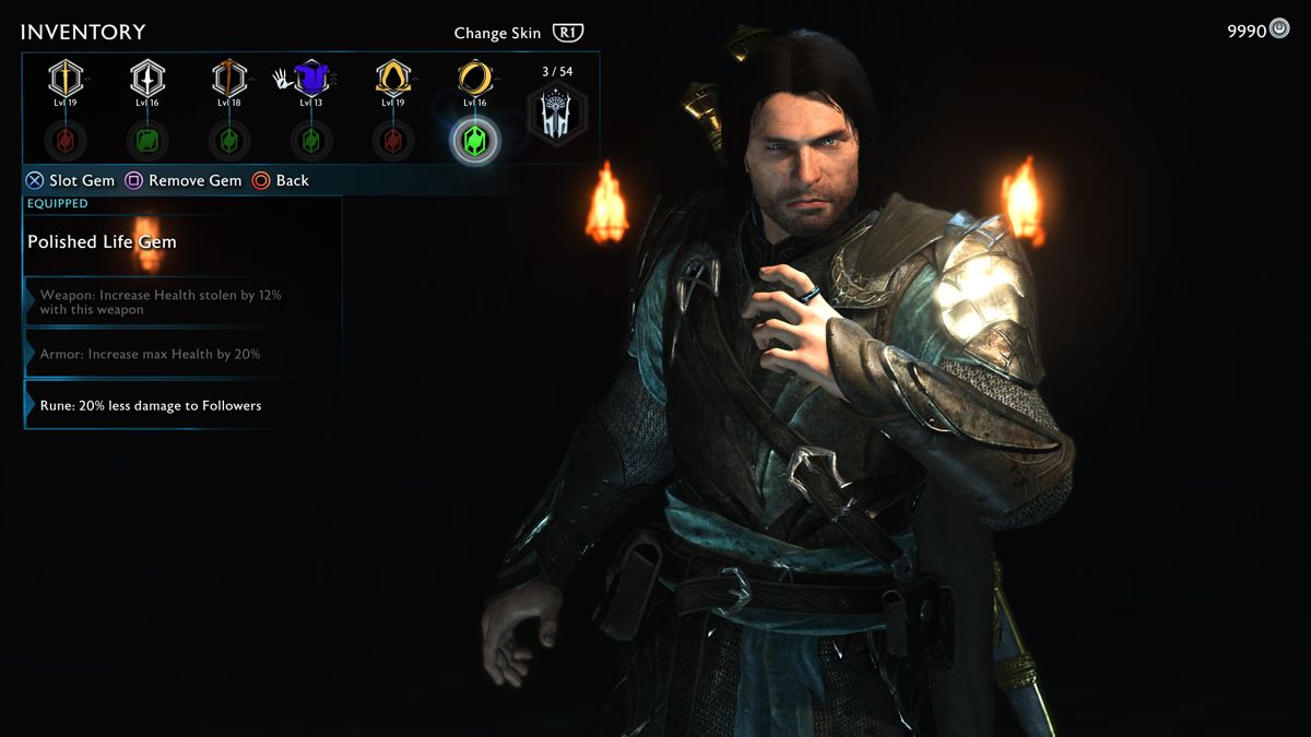 Middle-earth: Shadow of War (PlayStation 4) screenshot: Constantly replace new weapons and armor to keep up with the character level