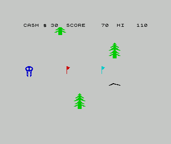 Horace Goes Skiing (ZX Spectrum) screenshot: Missing the gap between the flags