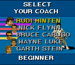 Jimmy Connors Pro Tennis Tour (SNES) screenshot: Selecting a coach