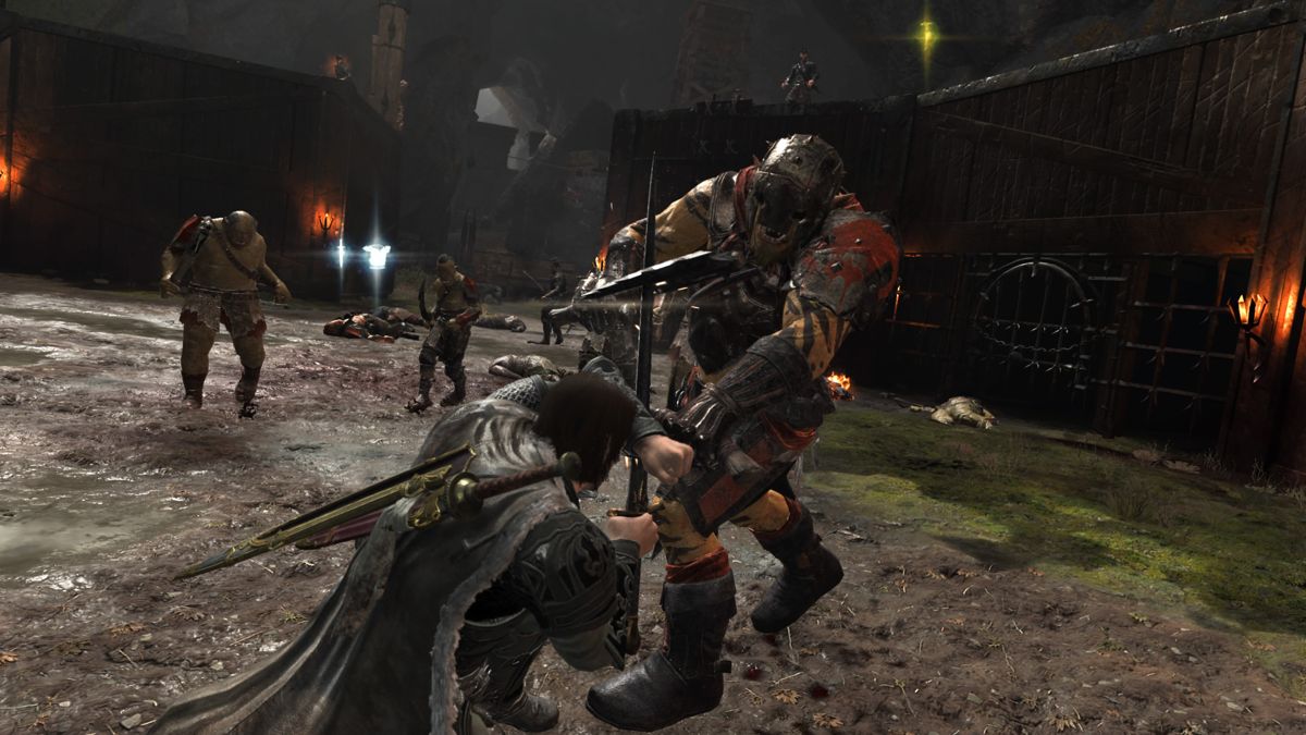 Middle-earth: Shadow of War (PlayStation 4) screenshot: Teaming up with the soldiers to take on the enemy commander in the area