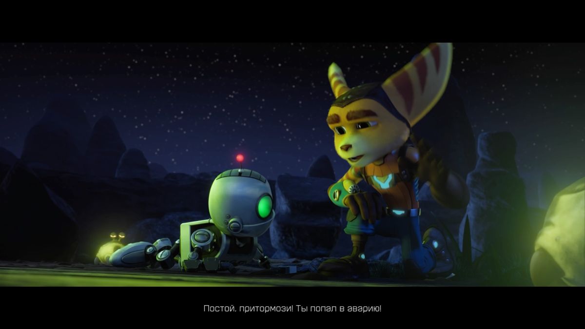 Ratchet & Clank (PlayStation 4) screenshot: Two friends meet