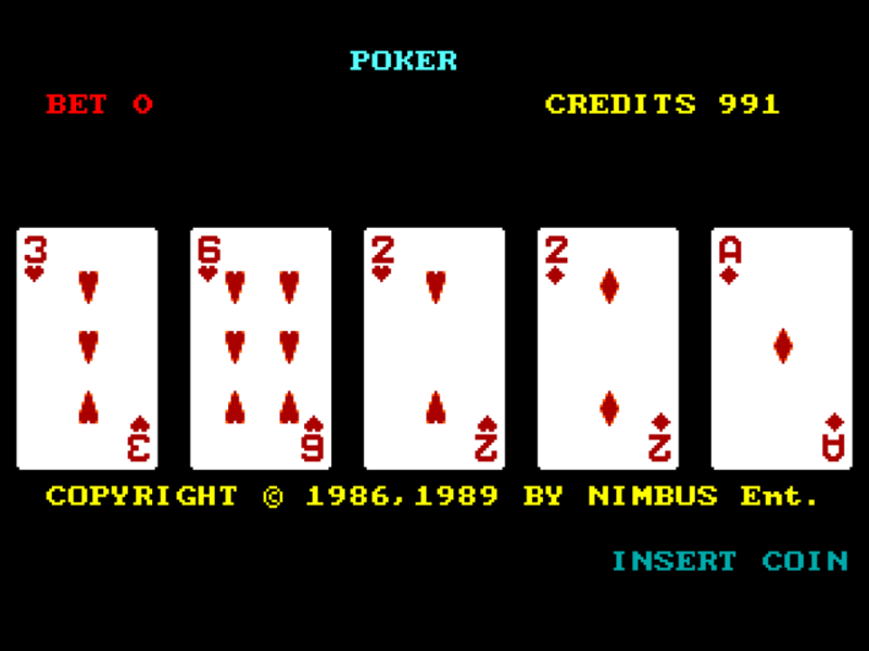 Slots & Cards (TRS-80 CoCo) screenshot: Video Poker