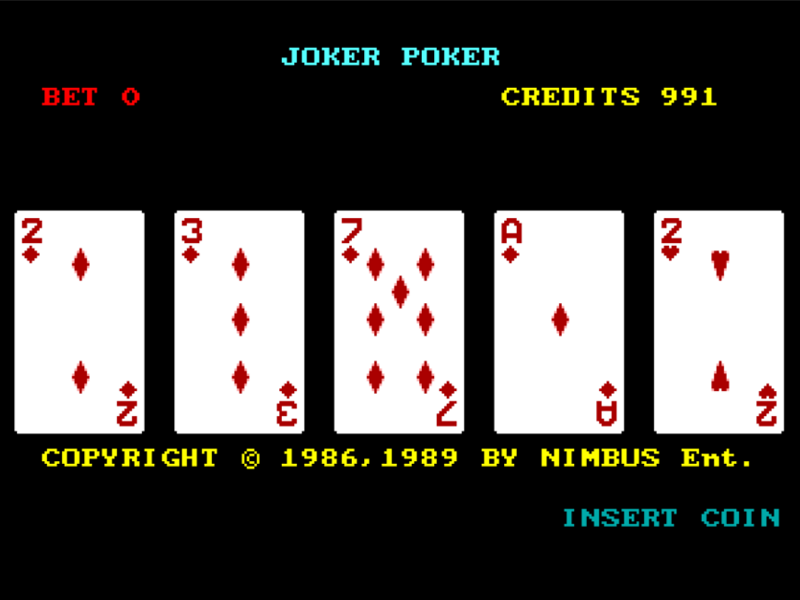 Slots & Cards (TRS-80 CoCo) screenshot: Joker's Wild! Poker