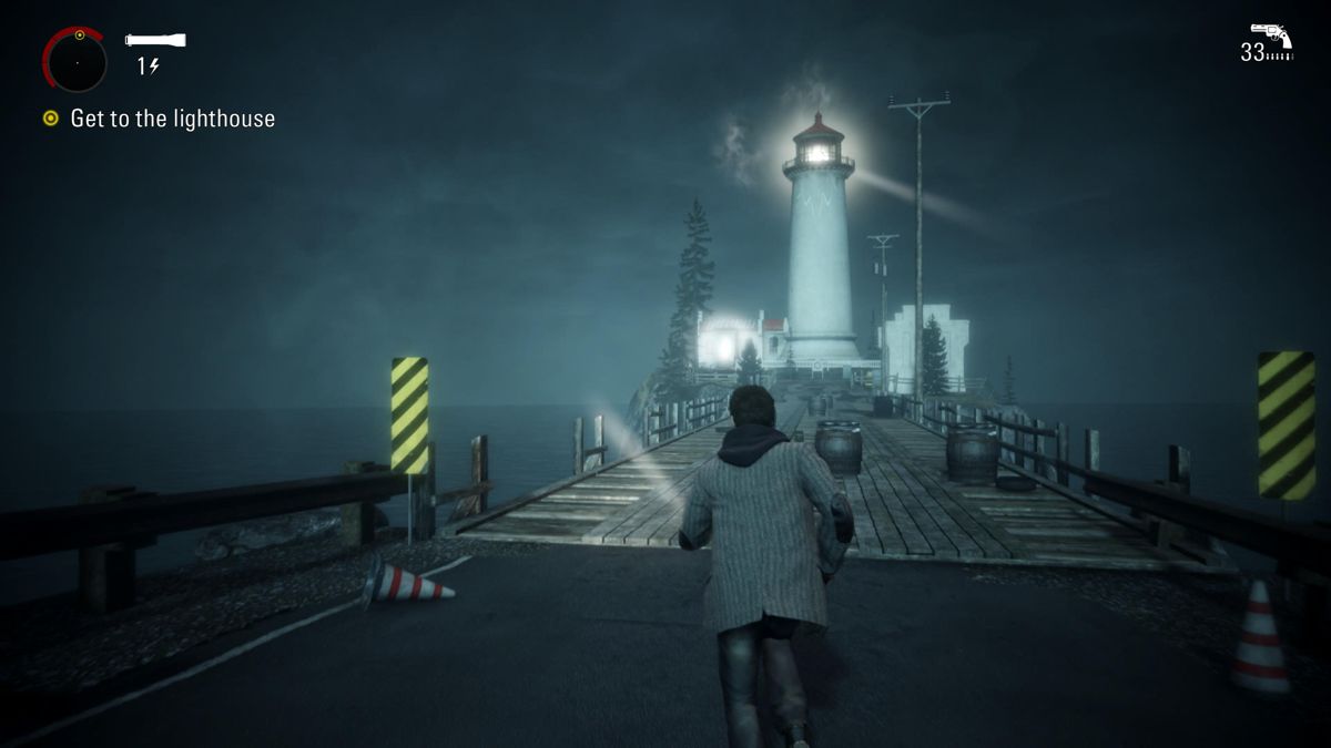Alan Wake: Remastered (PlayStation 4) screenshot: Alan Wake: Heading toward the lighthouse