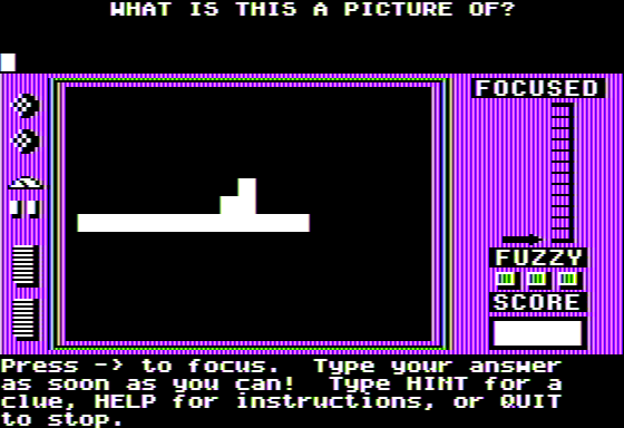 Microzine Jr. #3 (Apple II) screenshot: Fuzzy to Focused - Highest Blurred Level