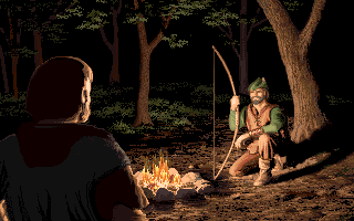Defender of the Crown II (Amiga CD32) screenshot: Meeting with Robin Hood.
