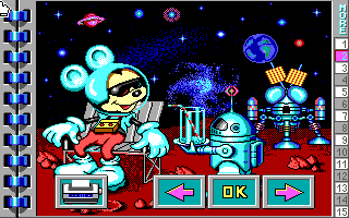 Mickey's Jigsaw Puzzles (DOS) screenshot: Space Puzzle (EGA)
