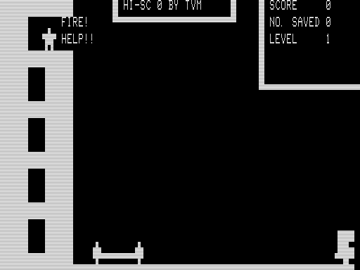 Fire Rescue (TRS-80) screenshot: Getting Ready to Jump