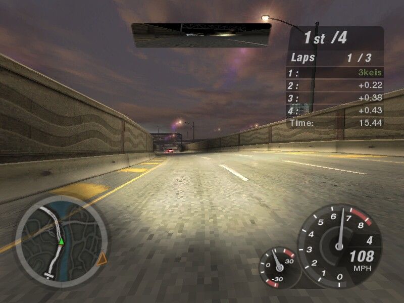 Need for Speed: Underground 2 (Windows) screenshot: Camera - nose view