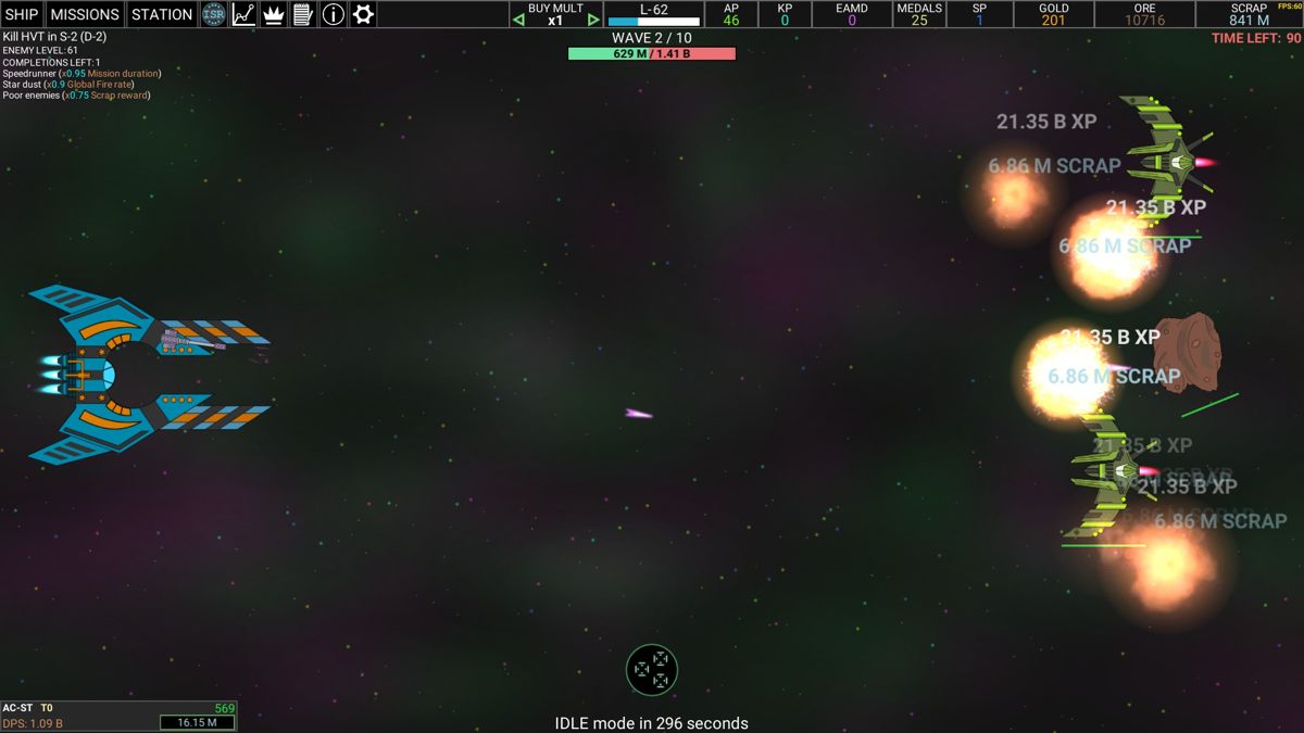 Idle Space Raider (Windows) screenshot: Space view