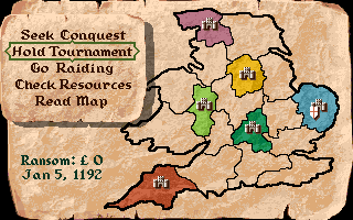 Defender of the Crown II (Amiga CD32) screenshot: The main game map.