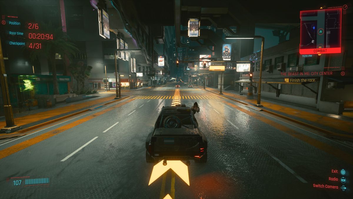 Cyberpunk 2077 (PlayStation 4) screenshot: Street racing