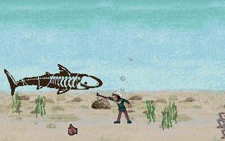 Curse of Enchantia (Amiga) screenshot: Fights, fights, fights. Fencing with a shark...