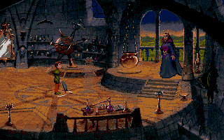 Curse of Enchantia (Amiga) screenshot: Look, the evil queen is sending a spook Brad's way.