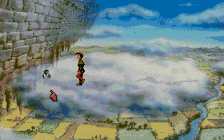 Curse of Enchantia (Amiga) screenshot: Brad on cloud No. 9.