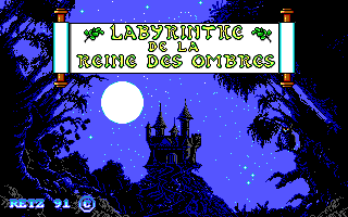Le Labyrinthe de la Reine des Ombres (DOS) screenshot: The title screen (EGA version)